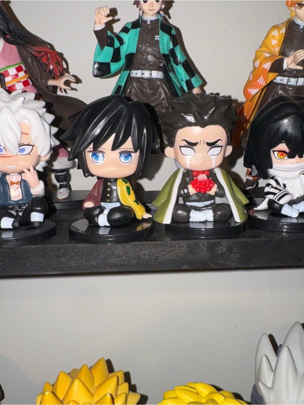 Demon Slayer Chibi Figurine Set - Black, Green & Yellow Accents